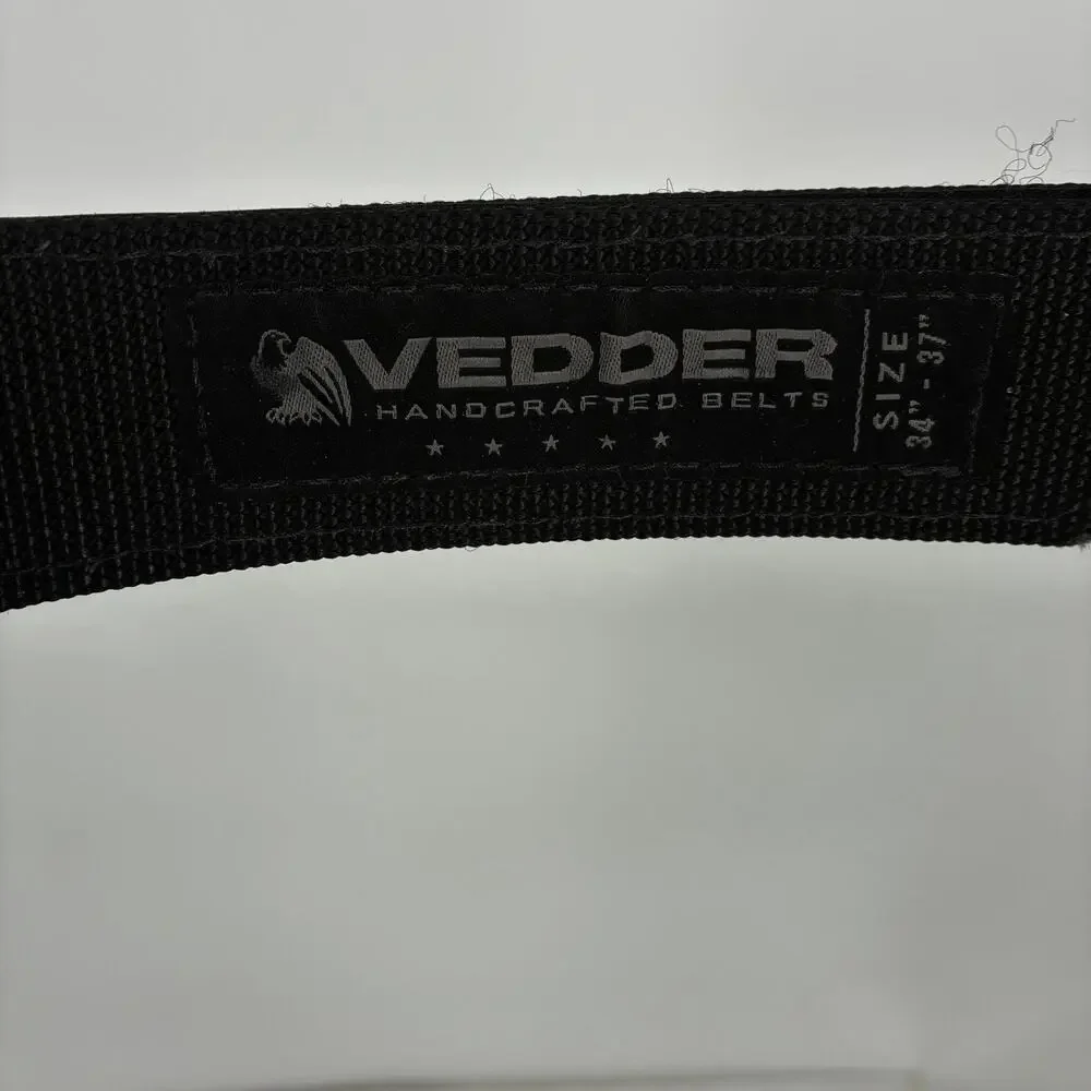 Vedder Handcrafted Tactical EDC Belt Black Canvas Adjustable 34-37 Heavy Duty